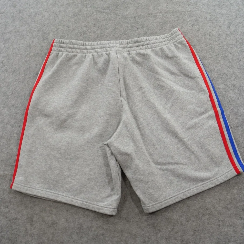 Adidas Shorts Mens 2XL XXL Gray Sweat Fleece 3-Stripe Athletic Pocket Drawstring